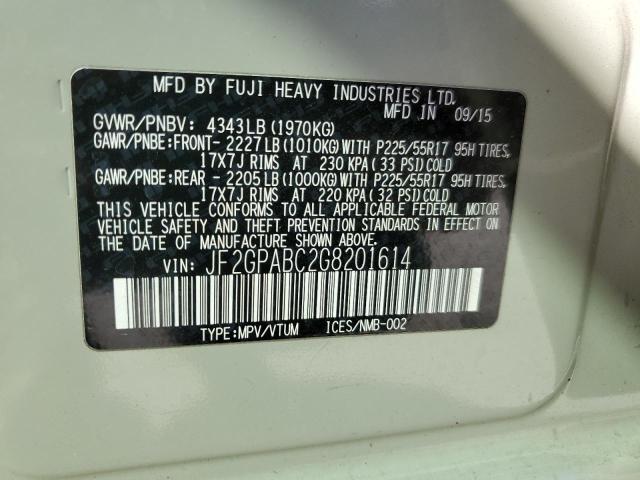 Photo 10 from auction – 2016 SUBARU CROSSTREK with VIN JF2GPABC2G8201614