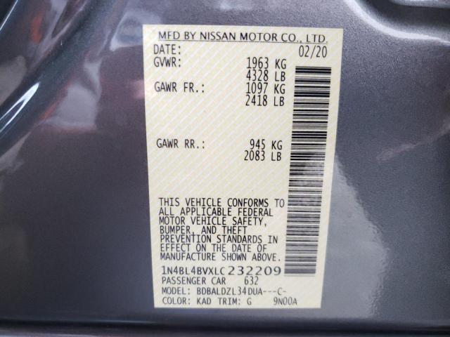Photo 10 from auction – 2020 NISSAN ALTIMA S with VIN 1N4BL4BVXLC232209