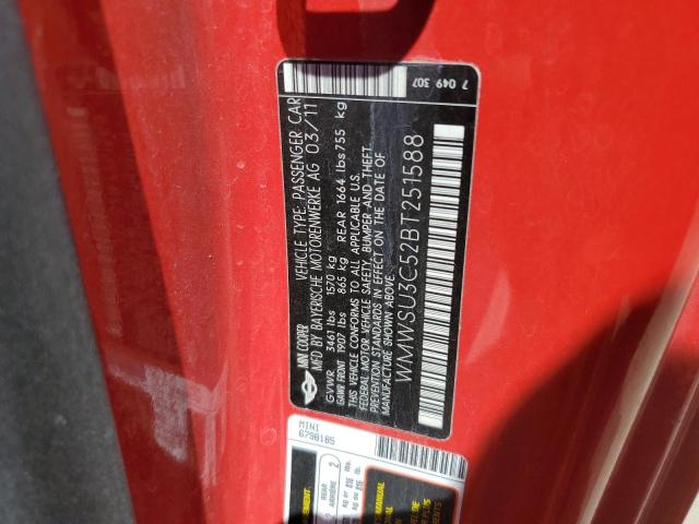 Photo 10 from auction – 2011 MINI COOPER with VIN WMWSU3C52BT251588