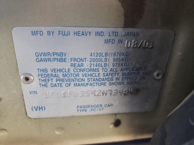 Photo 10 from auction – 2002 SUBARU FORESTER L with VIN JF1SF63592H734843