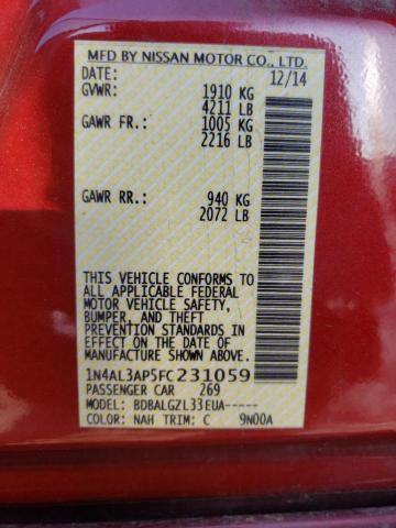 Photo 10 from auction – 2015 NISSAN ALTIMA 2.5 with VIN 1N4AL3AP5FC231059