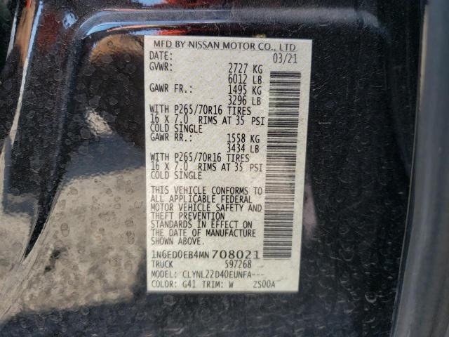 Photo 10 from auction – 2021 NISSAN FRONTIER S with VIN 1N6ED0EB4MN708021