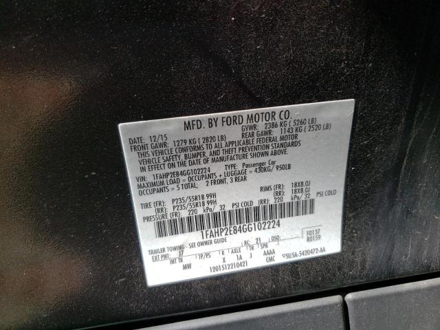 Photo 10 from auction – 2016 FORD TAURUS SEL with VIN 1FAHP2E84GG102224