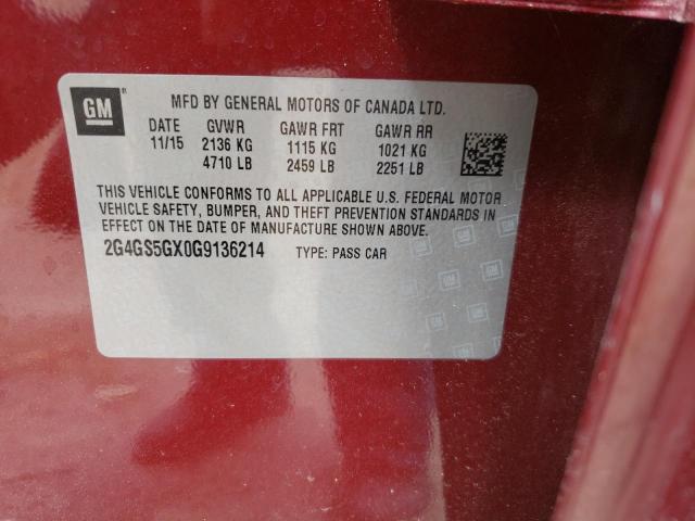 Photo 10 from auction – 2016 BUICK REGAL PREM with VIN 2G4GS5GX0G9136214