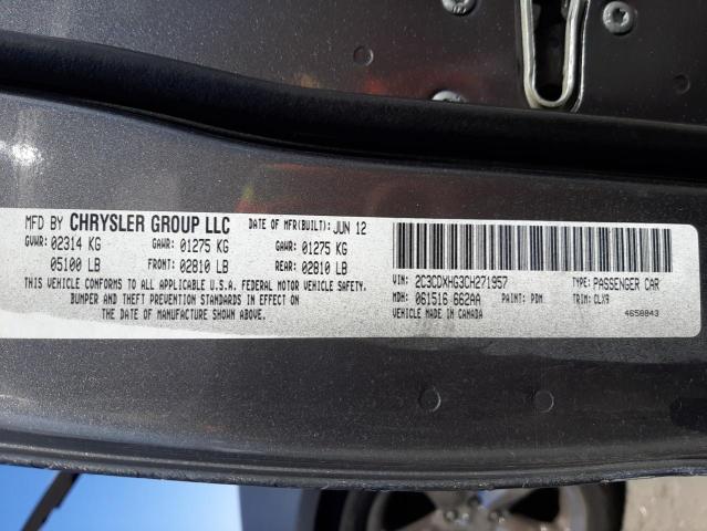 Photo 10 from auction – 2012 DODGE CHARGER SX with VIN 2C3CDXHG3CH271957