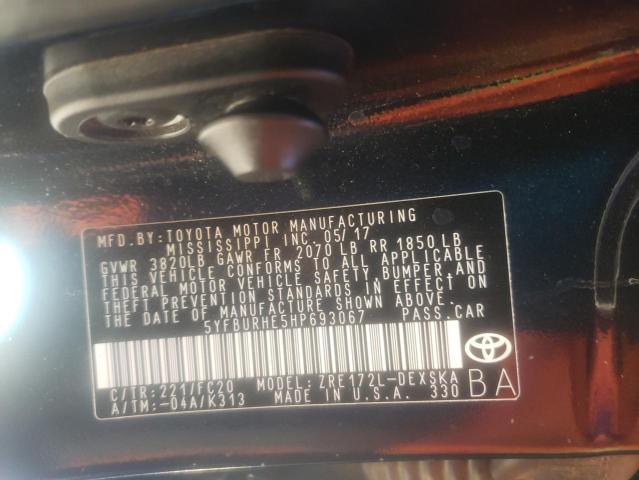 Photo 10 from auction – 2017 TOYOTA COROLLA L with VIN 5YFBURHE5HP693067