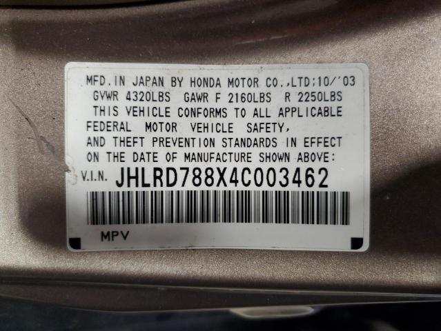 Photo 10 from auction – 2004 HONDA CR-V EX with VIN JHLRD788X4C003462