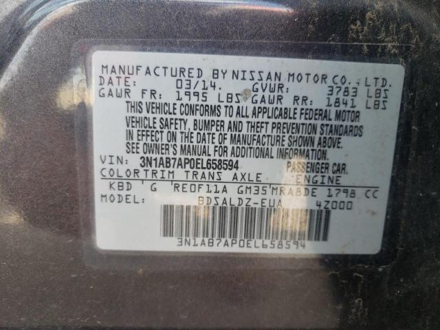 Photo 10 from auction – 2014 NISSAN SENTRA S with VIN 3N1AB7AP0EL658594