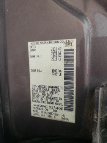 Photo 10 from auction – 2012 NISSAN MAXIMA S with VIN 1N4AA5APXCC813400