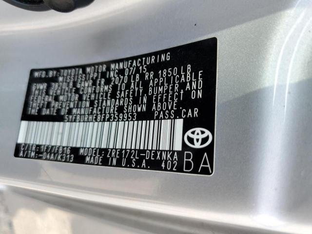 Photo 10 from auction – 2015 TOYOTA COROLLA L with VIN 5YFBURHE8FP359953