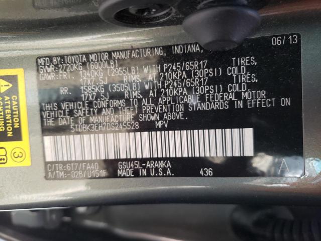 Foto 10 de la subasta – 2013 TOYOTA HIGHLANDER con VIN 5TDBK3EH7DS245528