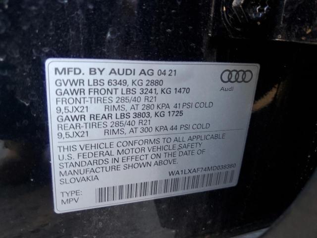 Photo 10 from auction – 2021 AUDI Q7 PREMIUM with VIN WA1LXAF74MD038360