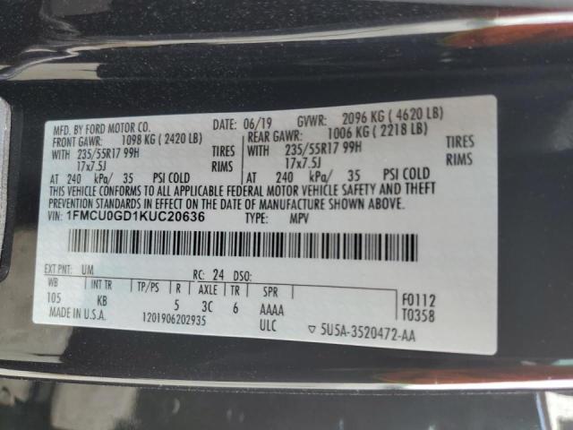 Photo 10 from auction – 2019 FORD ESCAPE SE with VIN 1FMCU0GD1KUC20636