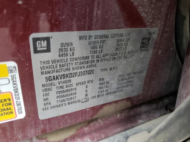 Photo 10 from auction – 2015 BUICK ENCLAVE with VIN 5GAKVBKD2FJ307020