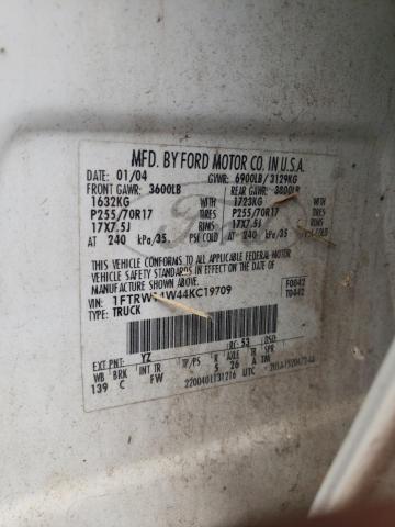 Photo 10 from auction – 2004 FORD F150 SUPER with VIN 1FTRW14W44KC19709