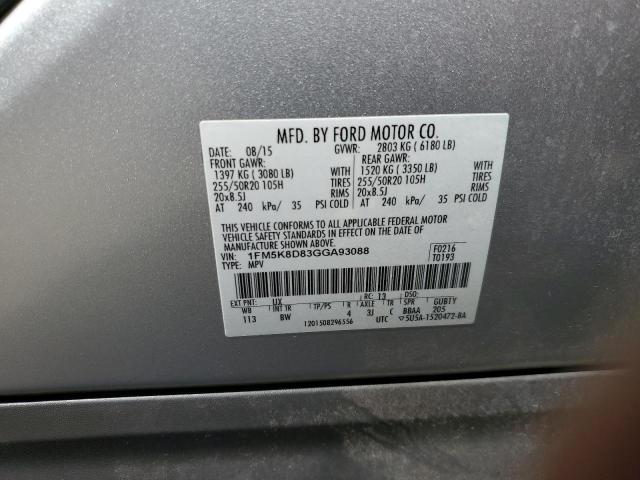 Photo 10 from auction – 2016 FORD EXPLORER X with VIN 1FM5K8D83GGA93088