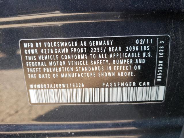 Photo 10 from auction – 2011 VOLKSWAGEN GOLF with VIN WVWDB7AJ0BW219326