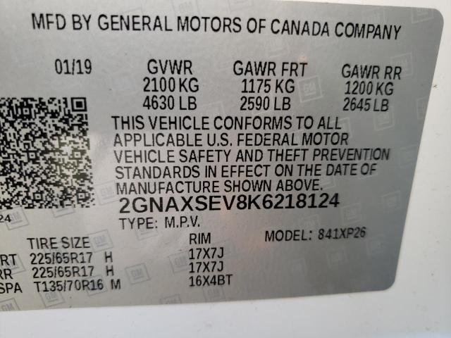 Photo 10 from auction – 2019 CHEVROLET EQUINOX LS with VIN 2GNAXSEV8K6218124