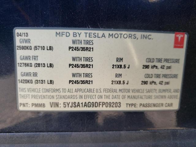 Photo 10 from auction – 2013 TESLA MODEL S with VIN 5YJSA1AG9DFP09203