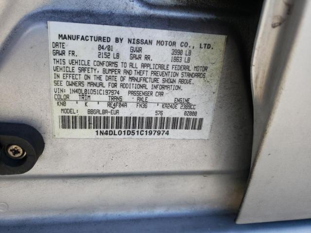 Photo 10 from auction – 2001 NISSAN ALTIMA XE with VIN 1N4DL01D51C197974