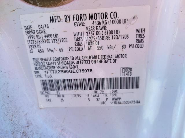 Photo 10 from auction – 2016 FORD F250 SUPER with VIN 1FT7X2B60GEC75078