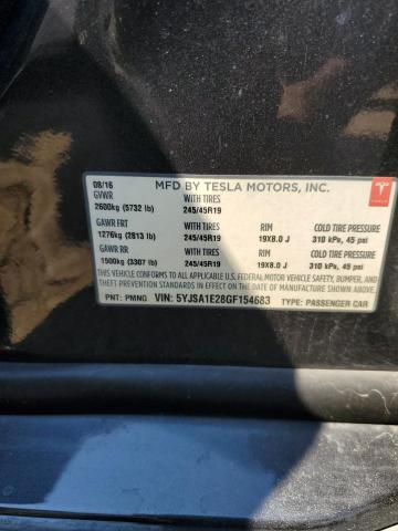 Photo 10 from auction – 2016 TESLA MODEL S with VIN 5YJSA1E28GF154683