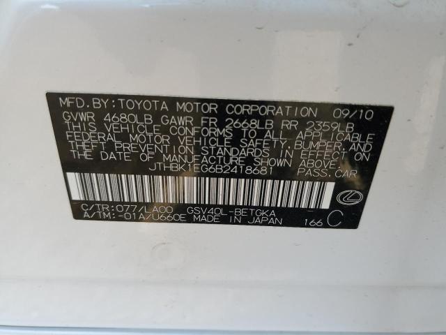 Photo 10 from auction – 2011 LEXUS ES 350 with VIN JTHBK1EG6B2418681