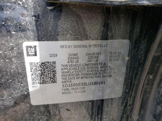 Photo 10 from auction – 2020 CHEVROLET IMPALA PRE with VIN 1G1105S33LU108191