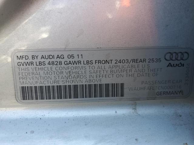 Photo 10 from auction – 2012 AUDI A4 PREMIUM with VIN WAUHFAFL1CN000716