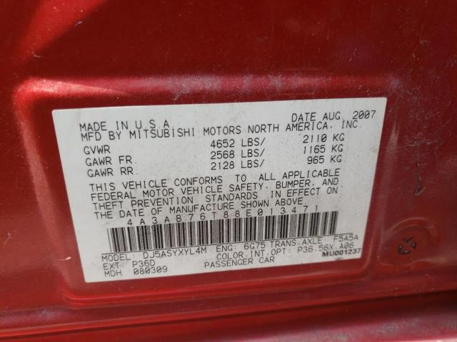 Photo 10 from auction – 2008 MITSUBISHI GALANT RAL with VIN 4A3AB76T88E013471