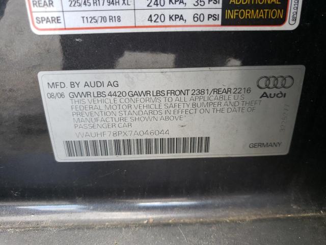 Photo 10 from auction – 2007 AUDI A3 2.0T with VIN WAUHF78PX7A046044