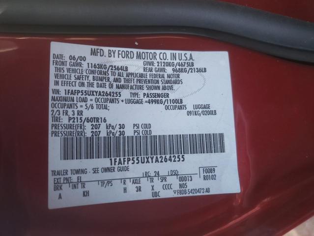 Photo 10 from auction – 2000 FORD TAURUS SES with VIN 1FAFP55UXYA264255