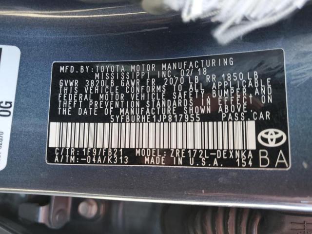 Photo 10 from auction – 2018 TOYOTA COROLLA L with VIN 5YFBURHE1JP817955