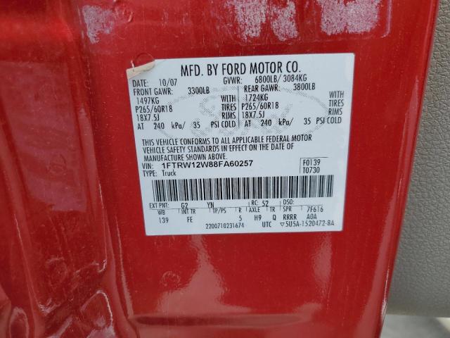 Photo 10 from auction – 2008 FORD F150 SUPER with VIN 1FTRW12W88FA60257