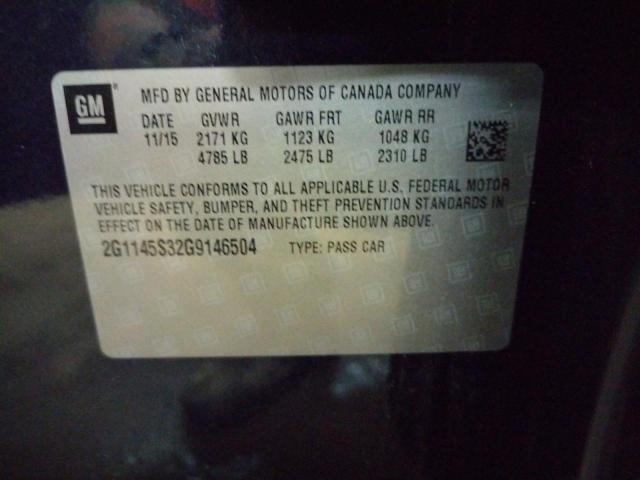 Photo 10 from auction – 2016 CHEVROLET IMPALA LTZ with VIN 2G1145S32G9146504