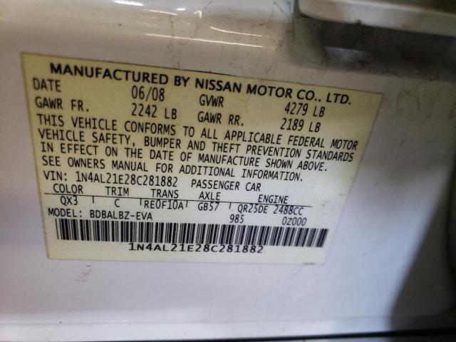 Photo 10 from auction – 2008 NISSAN ALTIMA 2.5 with VIN 1N4AL21E28C281882