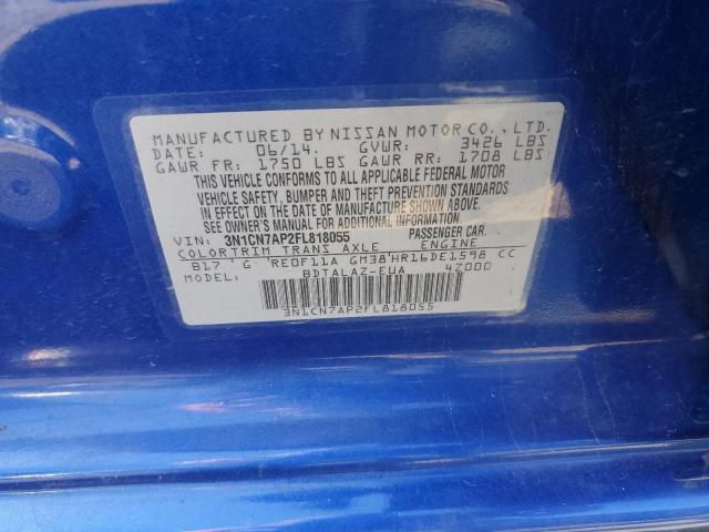 Photo 10 from auction – 2015 NISSAN VERSA S with VIN 3N1CN7AP2FL818055