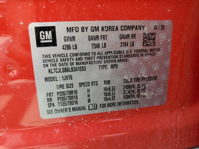 Photo 10 from auction – 2020 CHEVROLET TRAX 1LT with VIN KL7CJLSB6LB341693