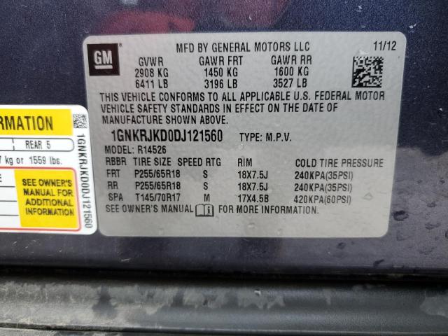 Photo 10 from auction – 2013 CHEVROLET TRAVERSE L with VIN 1GNKRJKD0DJ121560