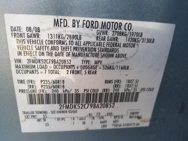 Photo 10 from auction – 2009 FORD FLEX SEL with VIN 2FMDK52C79BA20852