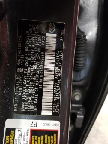 Photo 10 from auction – 2012 TOYOTA CAMRY BASE with VIN 4T1BF1FK7CU192399