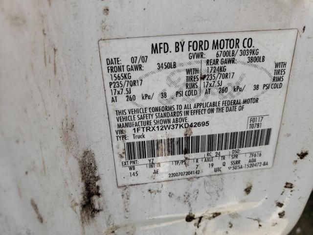 Photo 10 from auction – 2007 FORD F150 with VIN 1FTRX12W37KD42695