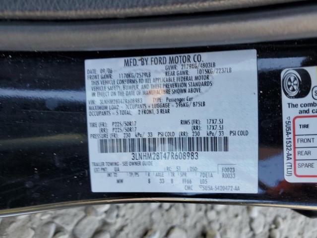 Photo 10 from auction – 2007 LINCOLN MKZ with VIN 3LNHM28T47R608983