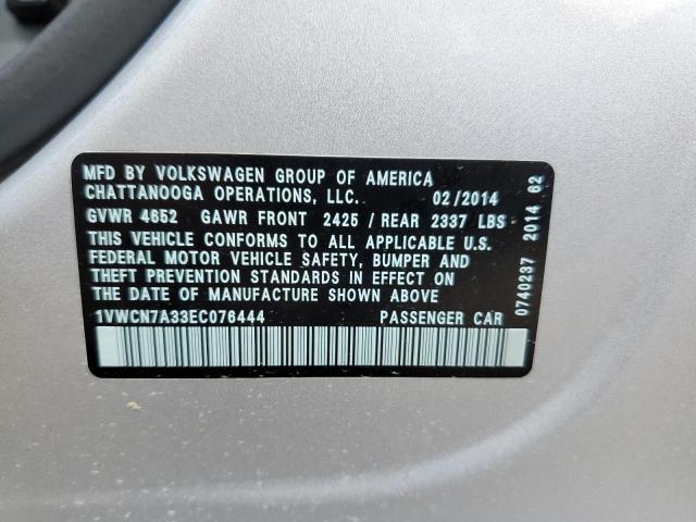 Photo 10 from auction – 2014 VOLKSWAGEN PASSAT SEL with VIN 1VWCN7A33EC076444