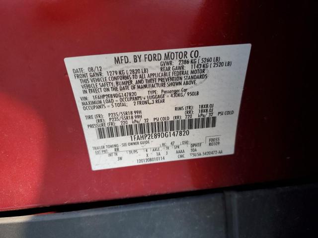 Photo 10 from auction – 2013 FORD TAURUS SEL with VIN 1FAHP2E89DG147820