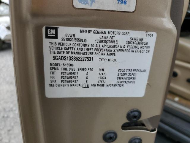 Photo 10 from auction – 2005 BUICK RAINIER CX with VIN 5GADS13S852227531