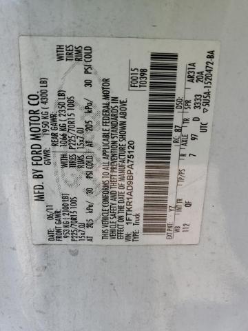 Photo 10 from auction – 2011 FORD RANGER with VIN 1FTKR1AD9BPA75120