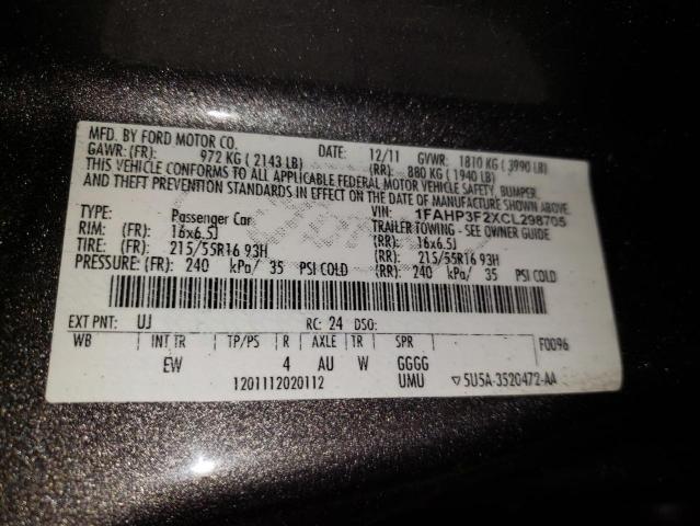 Photo 10 from auction – 2012 FORD FOCUS SE with VIN 1FAHP3F2XCL298705