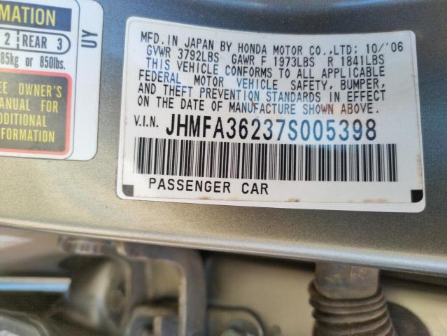 Photo 10 from auction – 2007 HONDA CIVIC HYBR with VIN JHMFA36237S005398