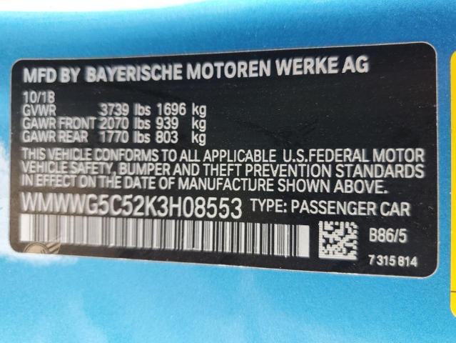Photo 10 from auction – 2019 MINI COOPER with VIN WMWWG5C52K3H08553